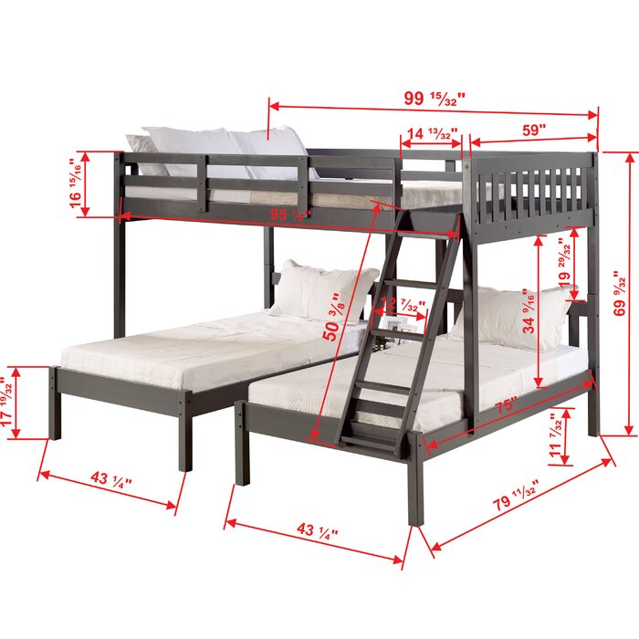 Harriet Bee Abye Twin Over Twin Over Full Triple Bed With Trundle